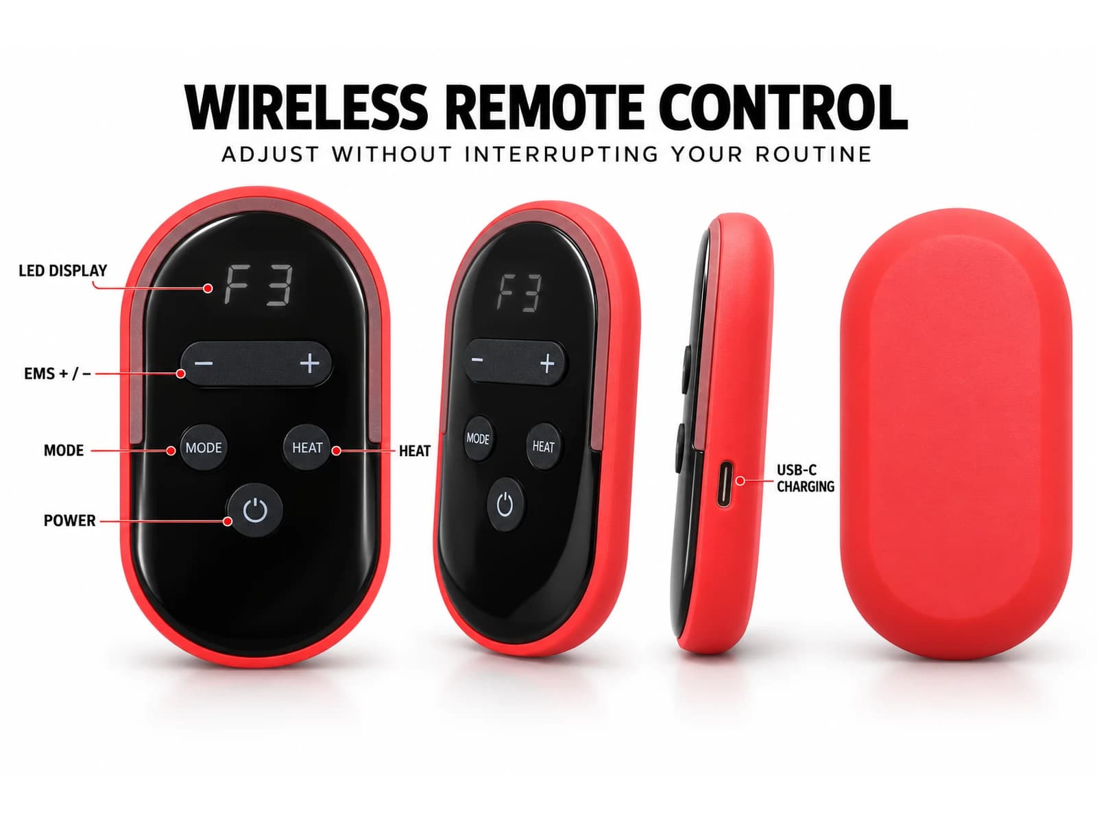 JMZ-723 handheld remote controls and charging port