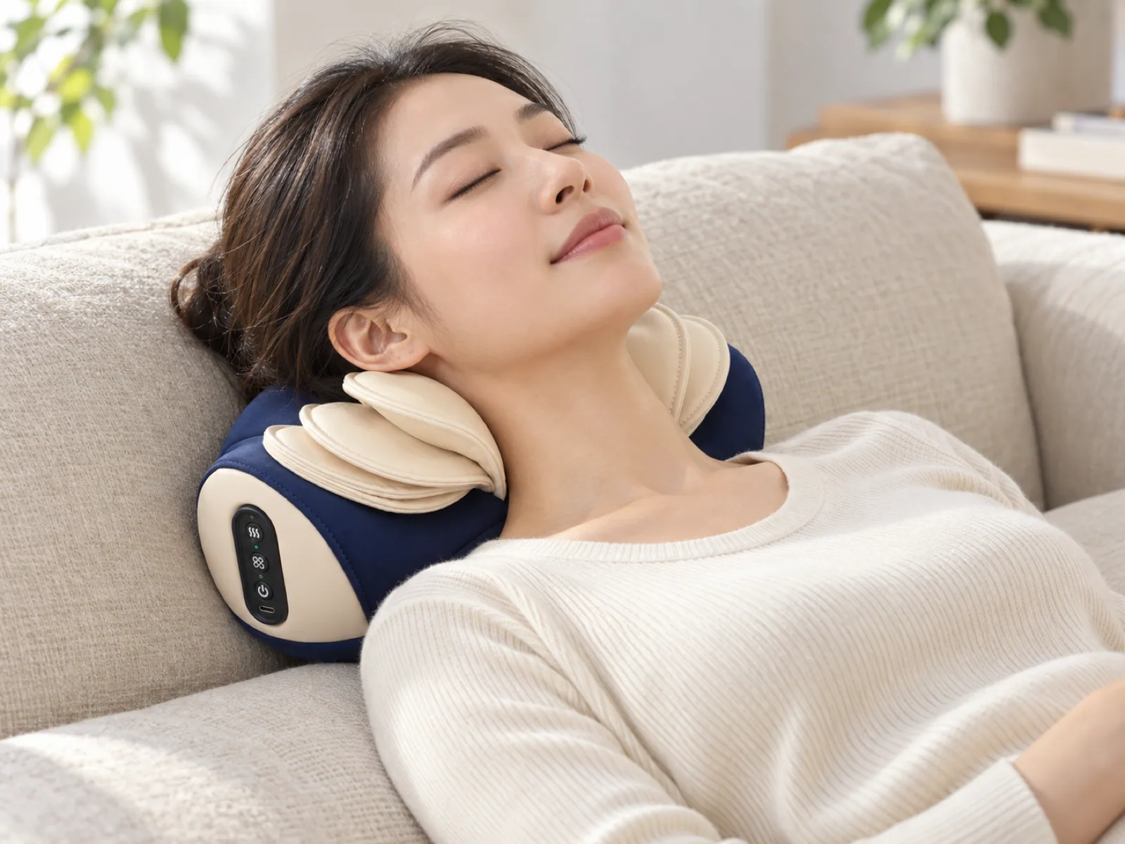 JMZ-807P neck massage pillow in use