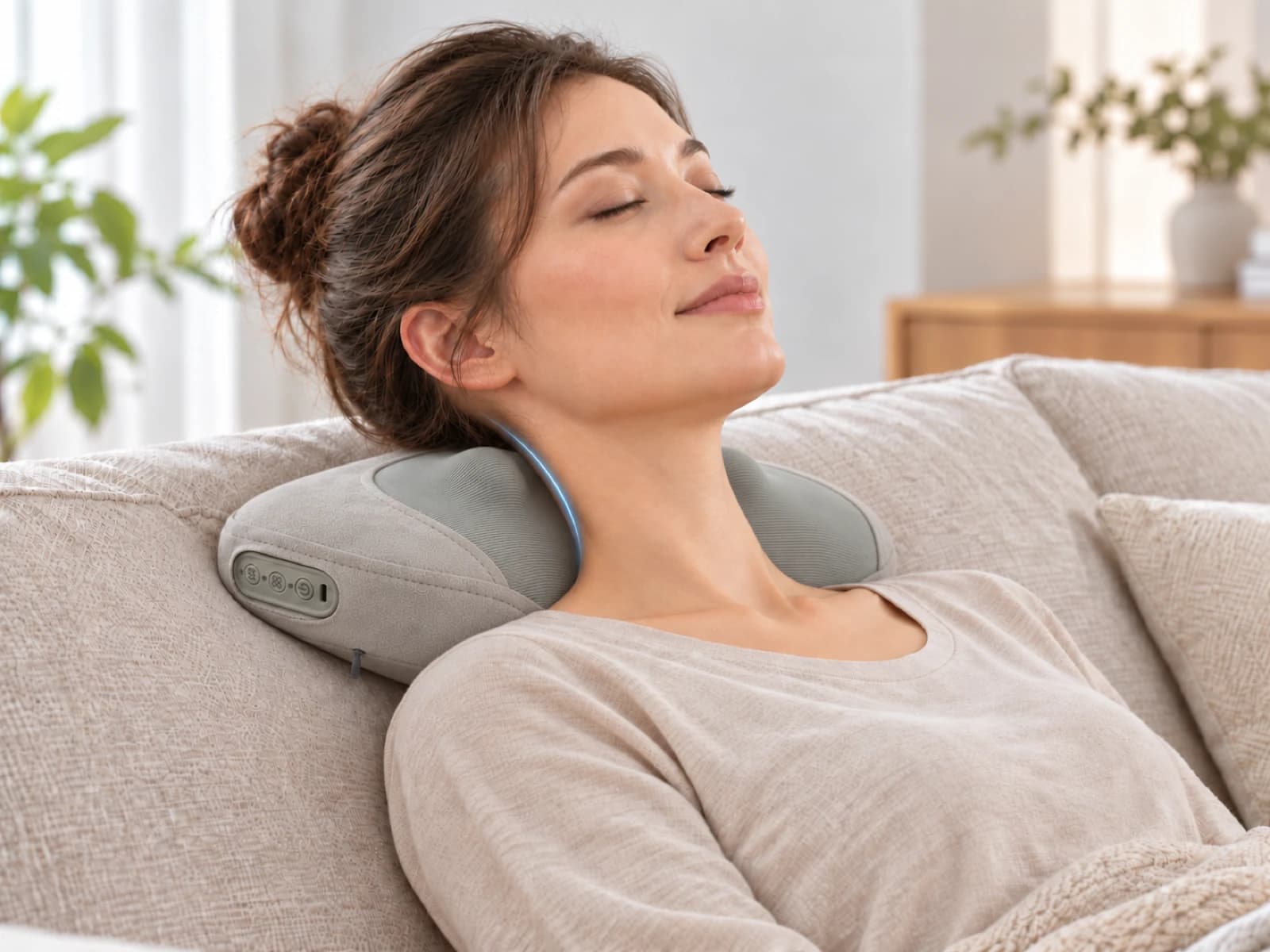 JMZ-CSPL003 curved neck support shown in reclining use
