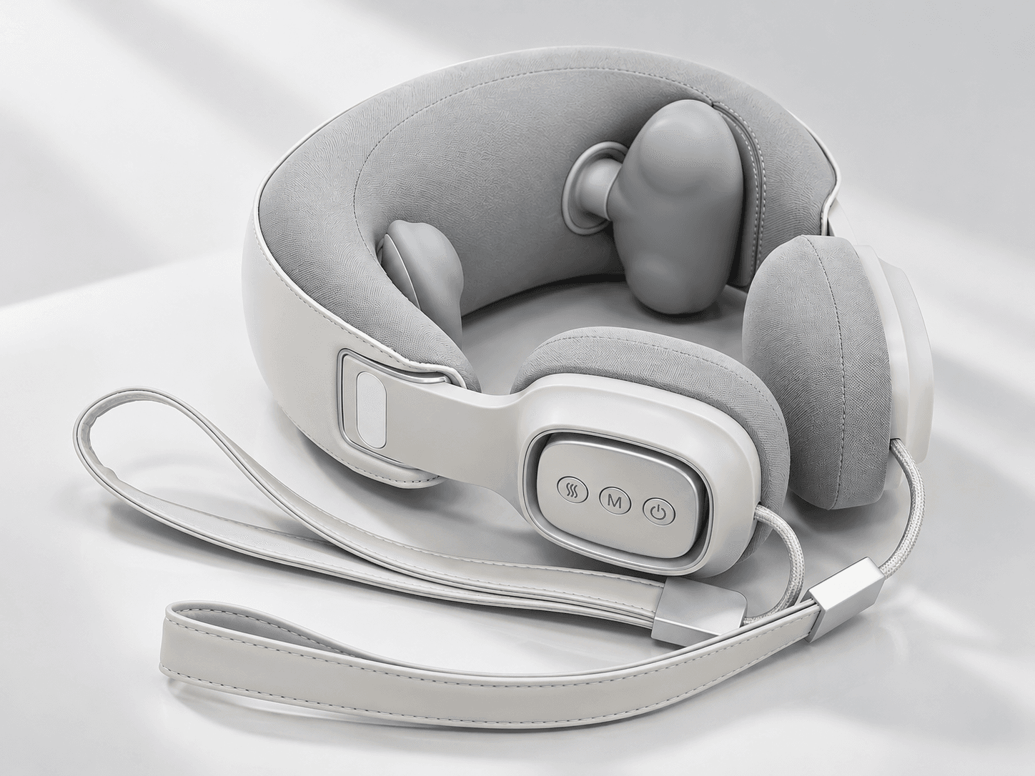 JMZ-R006 rechargeable neck and shoulder massager in ivory and grey