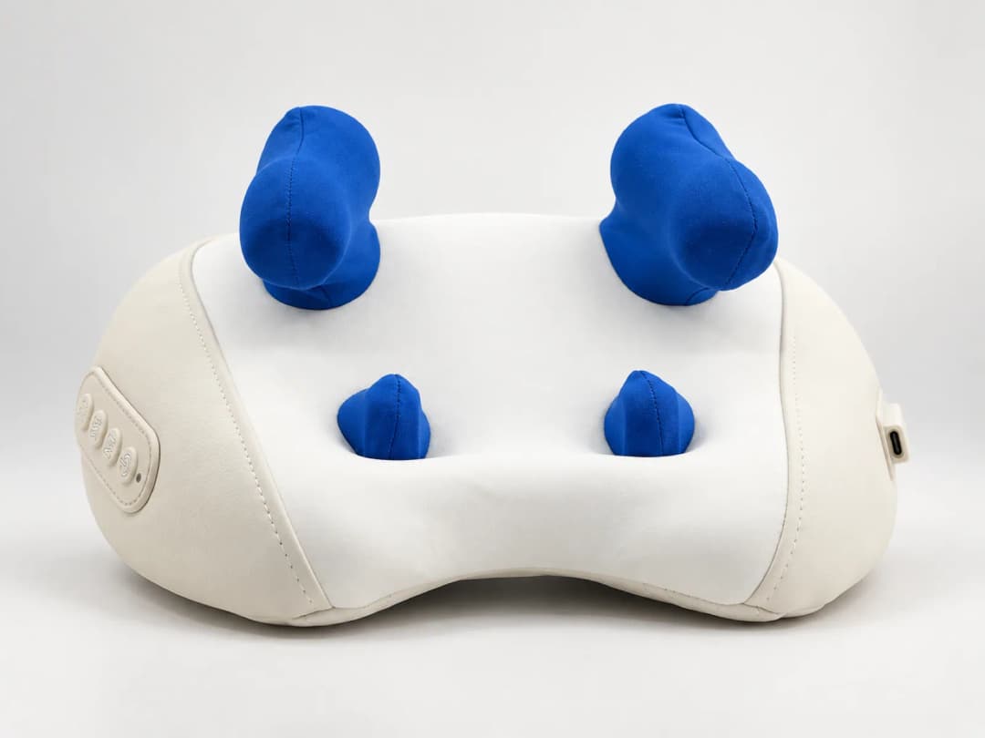 JMZ-706W cream and blue four-point neck massage pillow